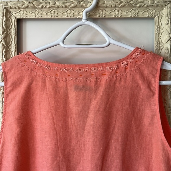 LEMON GRASS | Beaded and Embroidery Pink Sleeveless Linen Cotton Tank Top - Picture 9 of 11